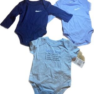 Nike long sleeve onesies 3 months set of 2. 1 unbranded onesie